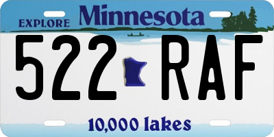 MN license plate 522RAF