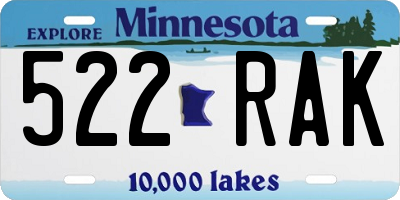 MN license plate 522RAK
