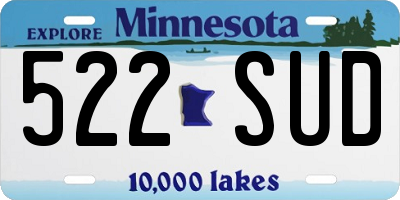 MN license plate 522SUD