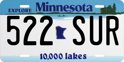MN license plate 522SUR