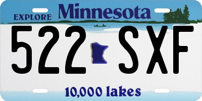 MN license plate 522SXF
