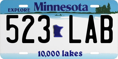 MN license plate 523LAB