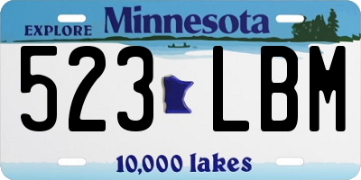 MN license plate 523LBM