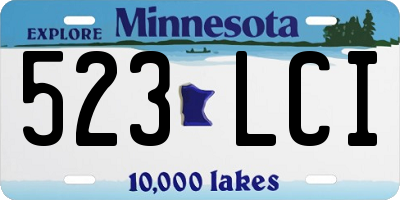 MN license plate 523LCI