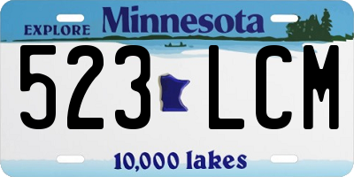 MN license plate 523LCM