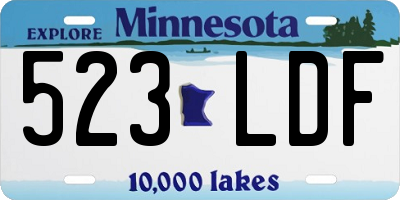 MN license plate 523LDF