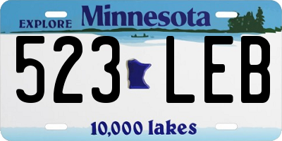 MN license plate 523LEB