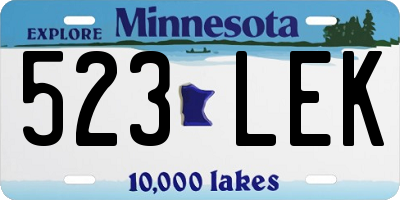 MN license plate 523LEK