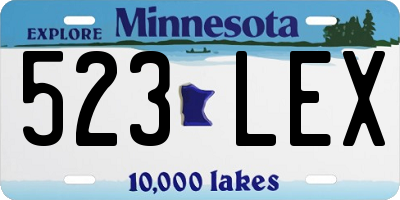 MN license plate 523LEX