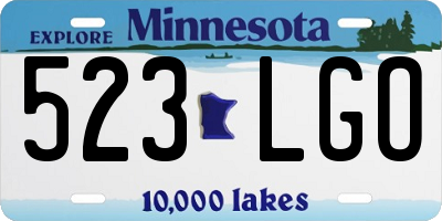 MN license plate 523LGO