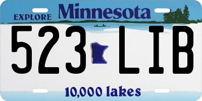 MN license plate 523LIB