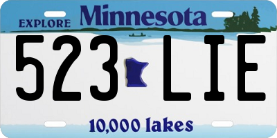 MN license plate 523LIE