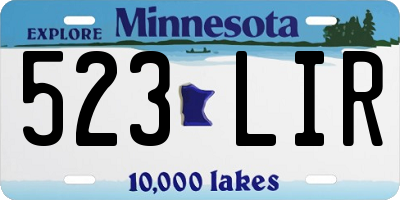 MN license plate 523LIR
