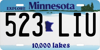 MN license plate 523LIU