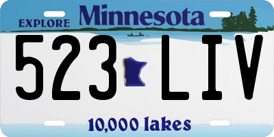 MN license plate 523LIV