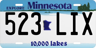 MN license plate 523LIX