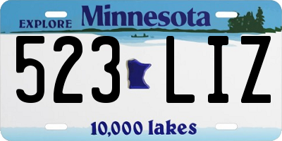 MN license plate 523LIZ