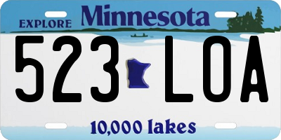 MN license plate 523LOA