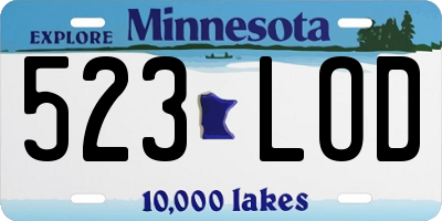 MN license plate 523LOD