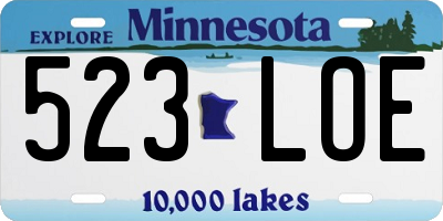 MN license plate 523LOE