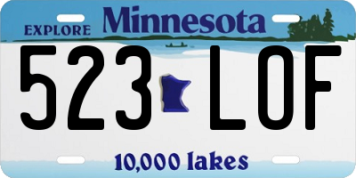 MN license plate 523LOF