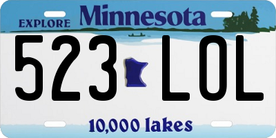 MN license plate 523LOL
