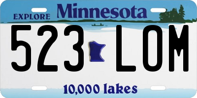 MN license plate 523LOM
