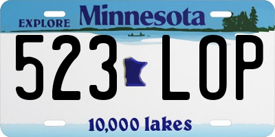 MN license plate 523LOP