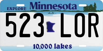 MN license plate 523LOR