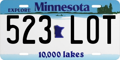 MN license plate 523LOT