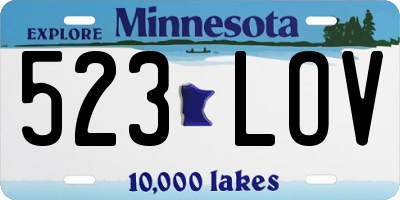 MN license plate 523LOV