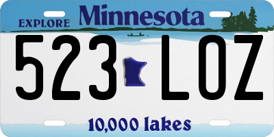 MN license plate 523LOZ