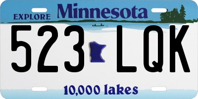 MN license plate 523LQK