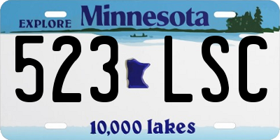 MN license plate 523LSC