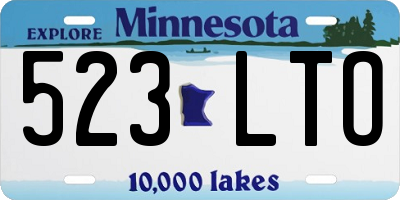 MN license plate 523LTO