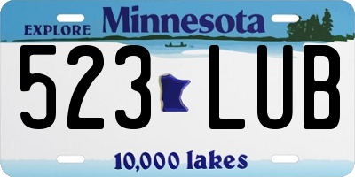 MN license plate 523LUB