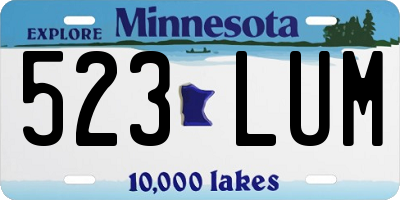 MN license plate 523LUM