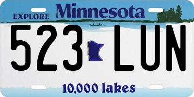 MN license plate 523LUN