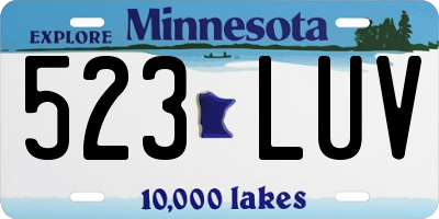 MN license plate 523LUV