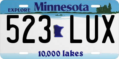 MN license plate 523LUX