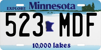 MN license plate 523MDF