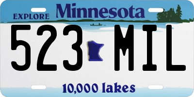 MN license plate 523MIL