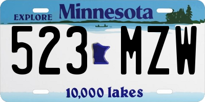 MN license plate 523MZW