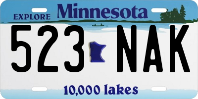 MN license plate 523NAK