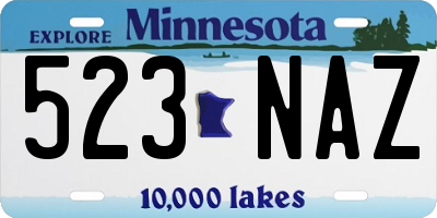 MN license plate 523NAZ