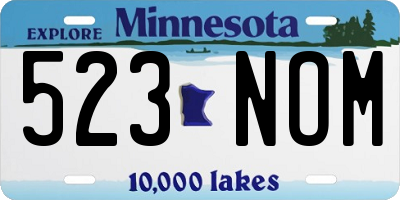 MN license plate 523NOM