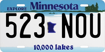 MN license plate 523NOU