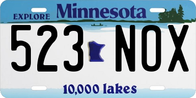 MN license plate 523NOX