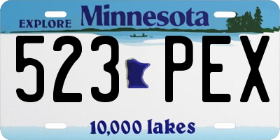 MN license plate 523PEX