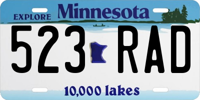 MN license plate 523RAD